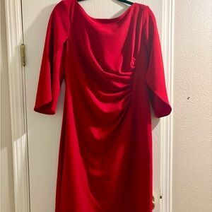 DKNY Elegant Red Long Sleeve Dress
